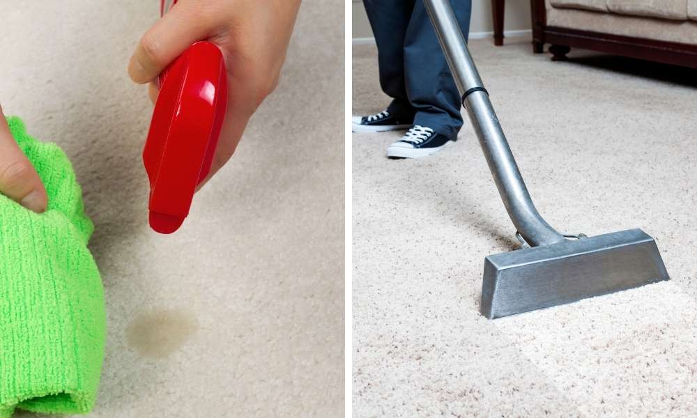 Spot Clean Carpet Stains With A Commercial Carpet Cleaning Product