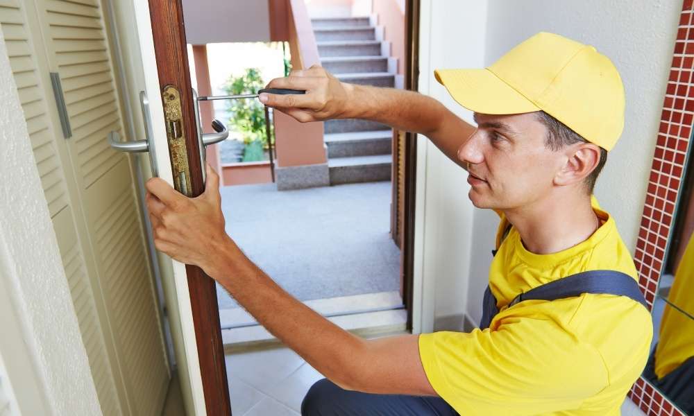 Install The Lock Mechanism In Place To Install A Lock On A Bedroom Door