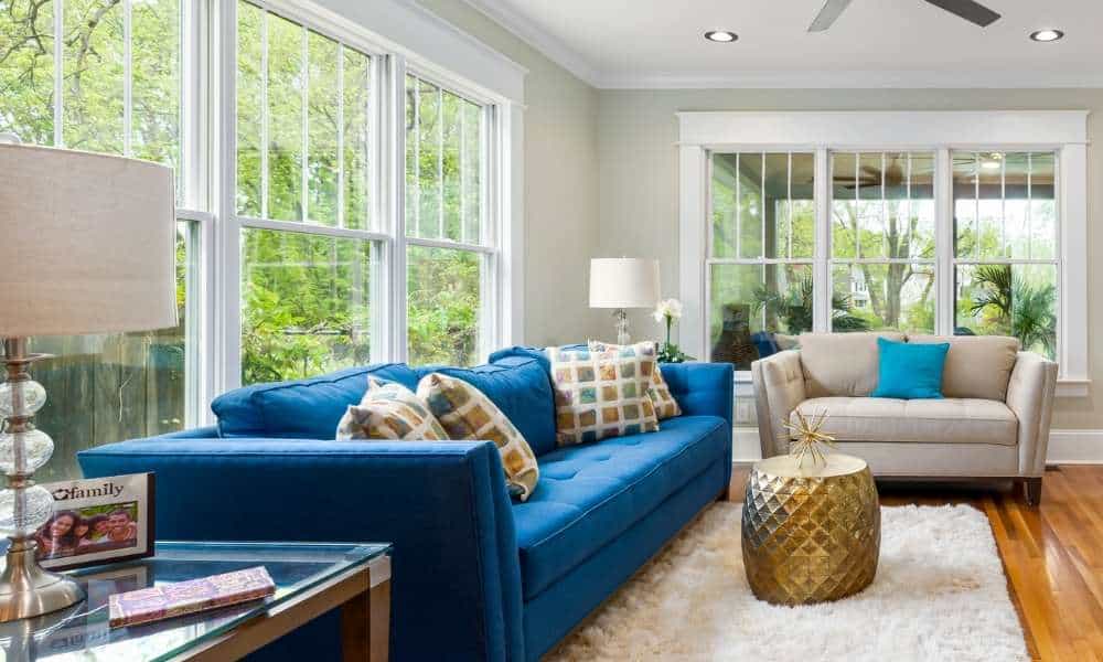 Blue And Gold Fabrics for sofa