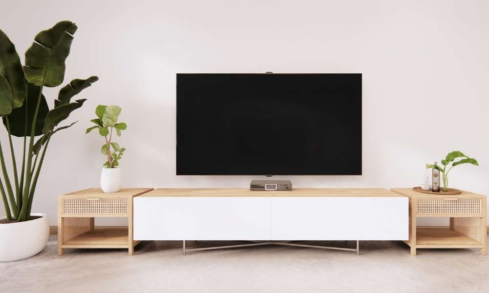 Wooden TV Stand In living room