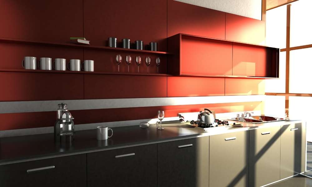 kitchen Bold Red Accent Wall