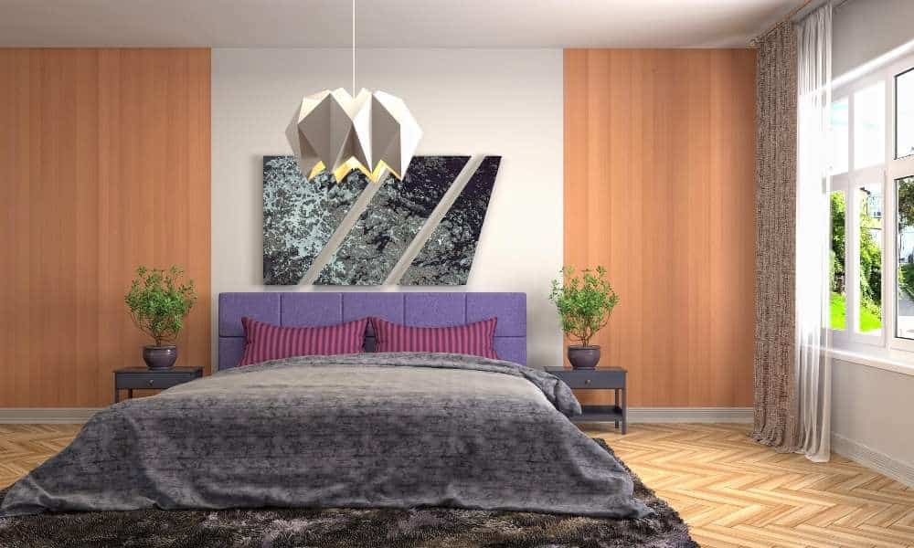 Abstract area rug in bedroom