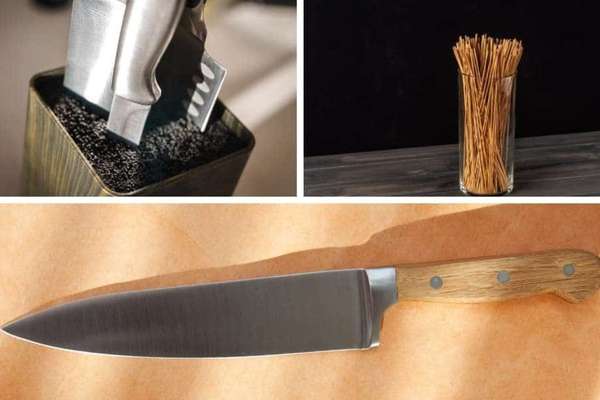 Bamboo Skewers In Storing Kitchen Knives